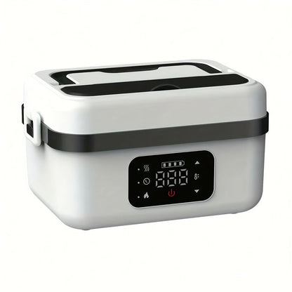 Heated Lunch Box, 8000mAh Battery-Powered 60W Food Warmer with 1L Stainless Steel Inner Container