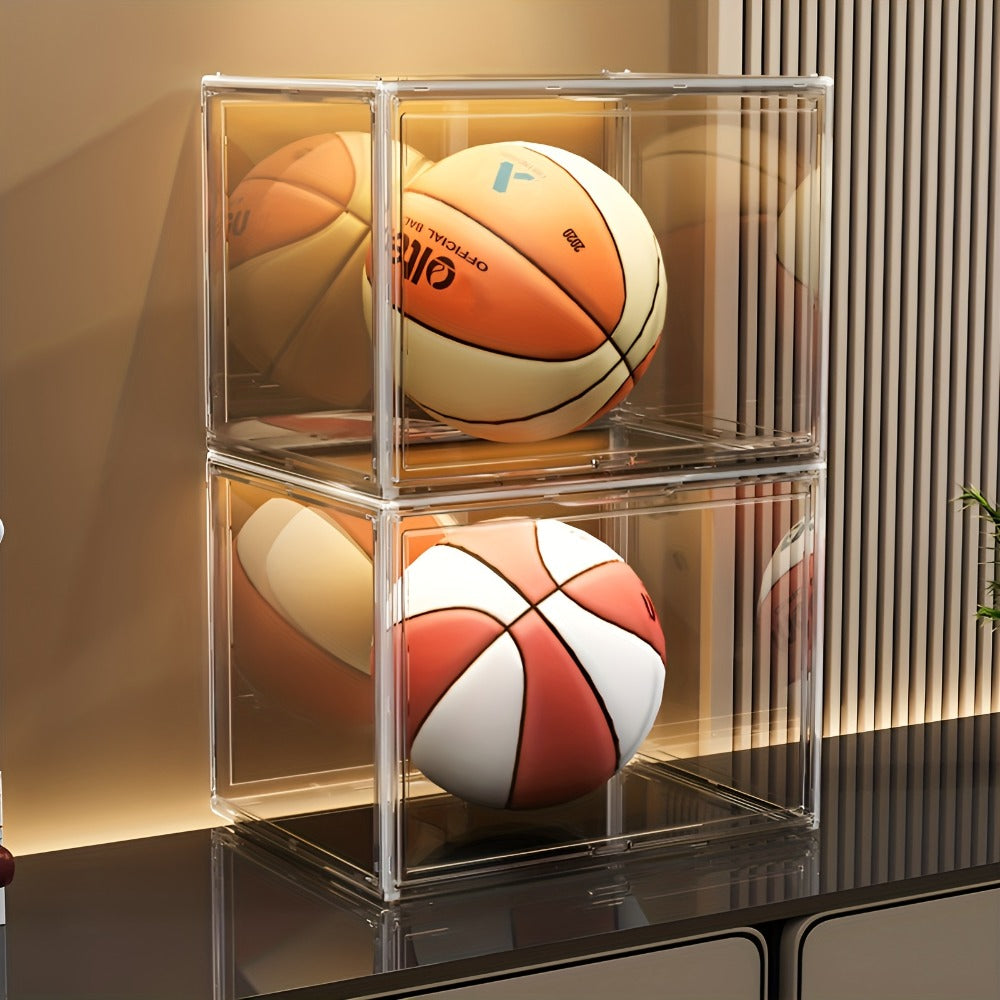 XL Clear Stackable Acrylic Storage Bins with Magnetic Lid – Dustproof Large Display Case for Figures, Collectibles, Helmets, Shoes, Bags