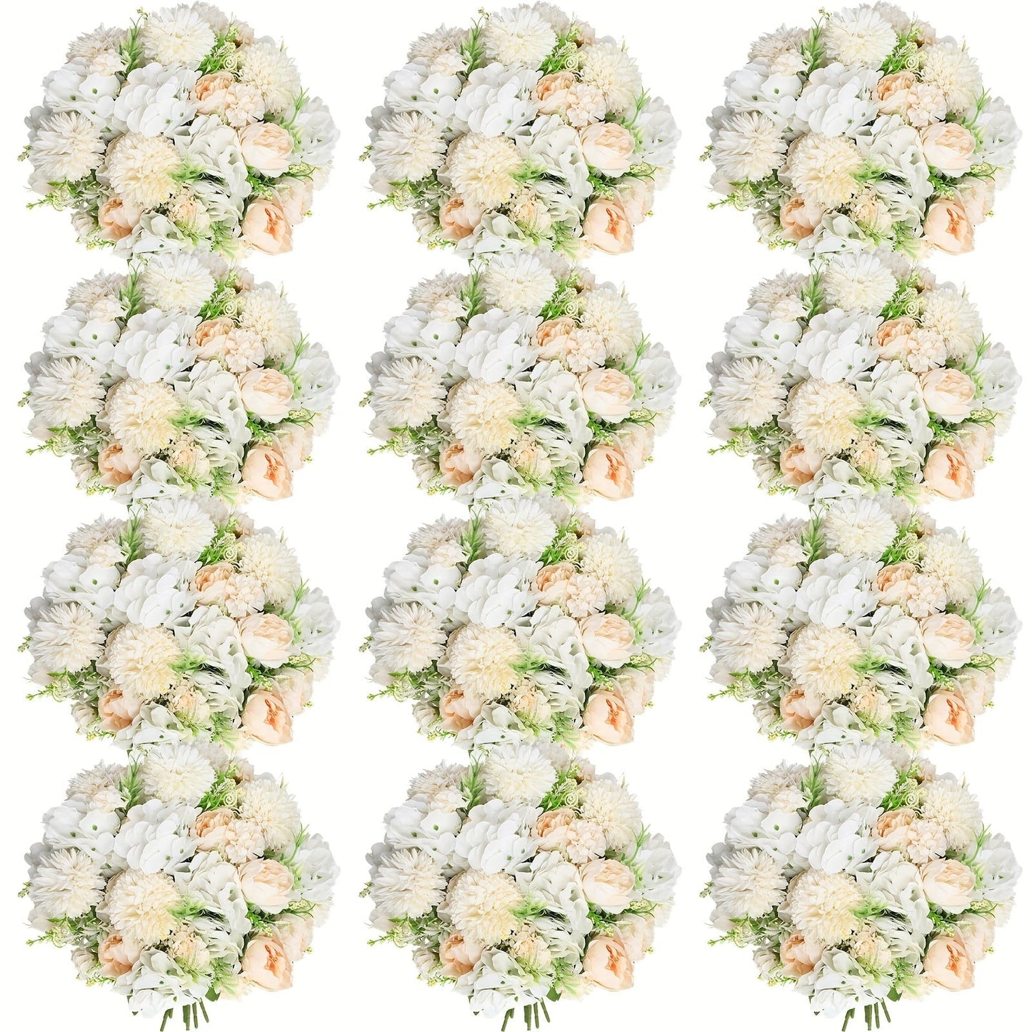 Artificial Flowers 12-Bundle Peony and Hydrangea Bouquet Set in Five Colors for Wedding Decor