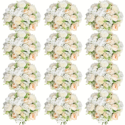 Artificial Flowers 12-Bundle Peony and Hydrangea Bouquet Set in Five Colors for Wedding Decor