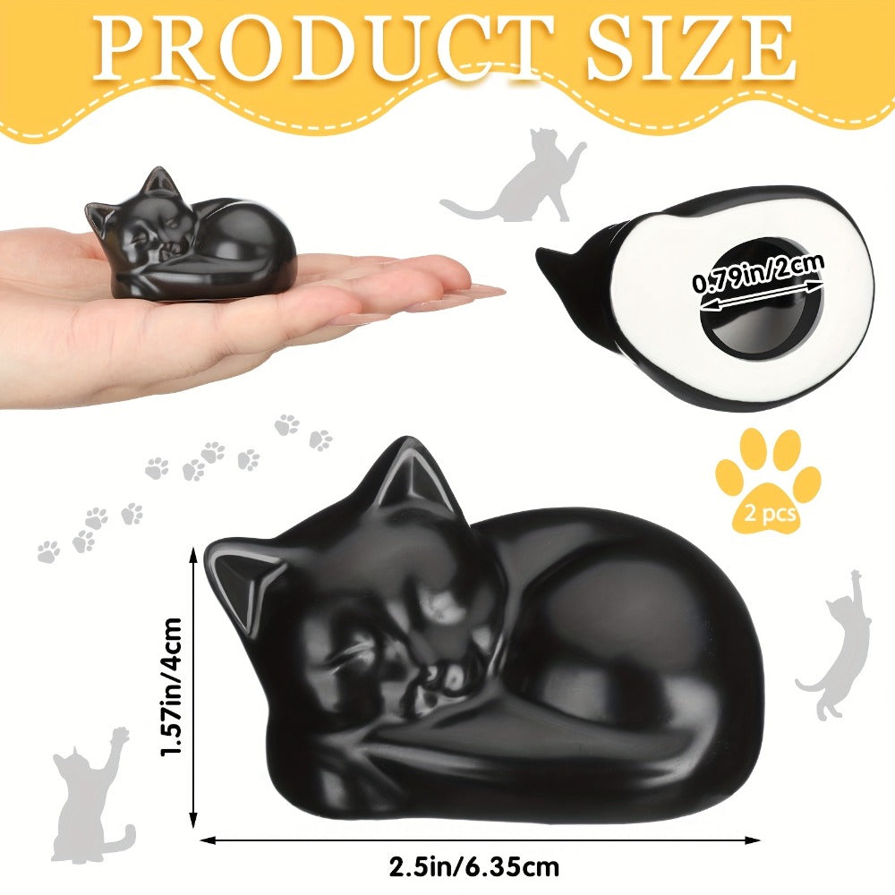 Black Cat Ceramic Toilet Bolt Caps 2-Pack – Decorative Cat Toilet Bolt Screw Cover Caps, Cute Bathroom Decor for Cat Lovers