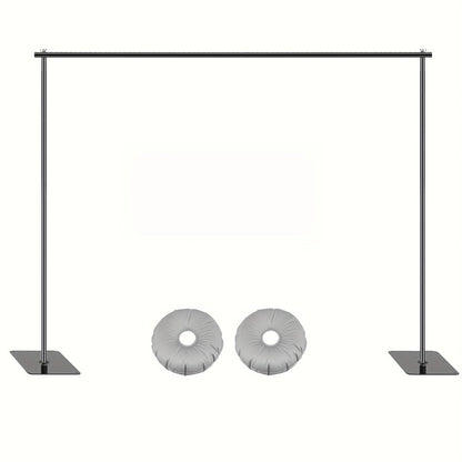 Backdrop Stand 10 x 6.5-Foot Metal Frame with Telescoping Uprights, Flat Feet and Round Ballast Bags