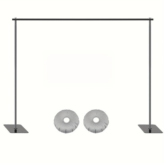 Backdrop Stand 10 x 6.5-Foot Metal Frame with Telescoping Uprights, Flat Feet and Round Ballast Bags