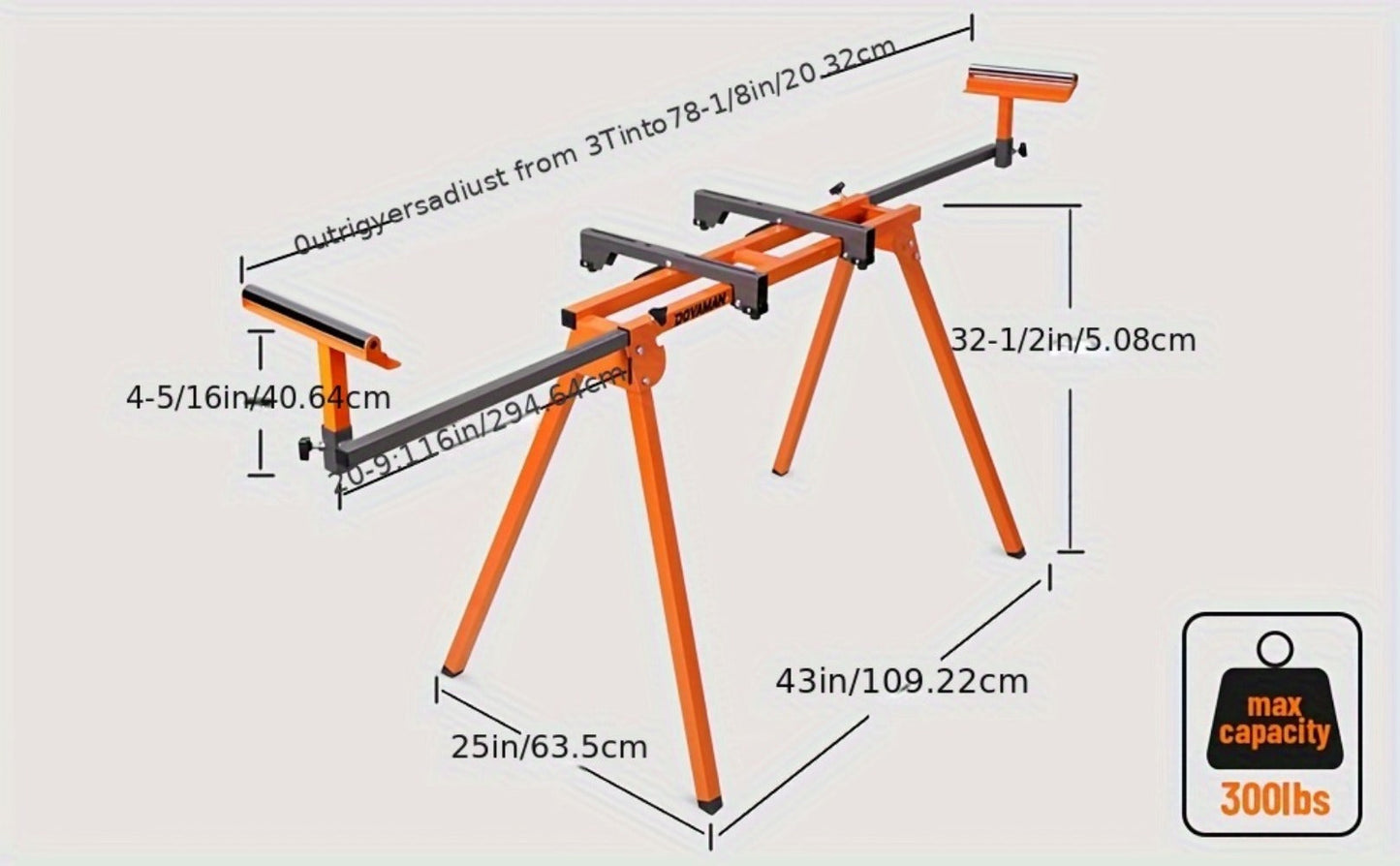 Miter Saw Stand with 78-1/8" Sliding Rail, 3-Step Quick Fold, Universal Fit for DeWalt Makita Bosch & Most Miter Saw Brands
