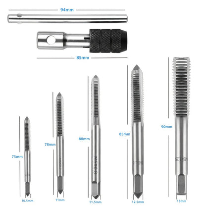 Tap and Die Set Metric, 12-Piece & 40-Piece M3-M12 Thread Plug Straight Taper with Pitch Calipers & Wrench