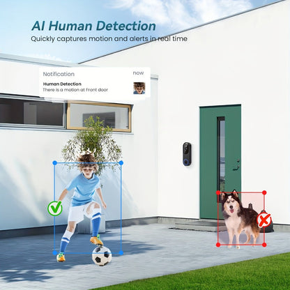 960P Smart Video Doorbell 2.4G 5G Dual-Band WiFi, Color Night Vision, AI Vehicle & Person Detection