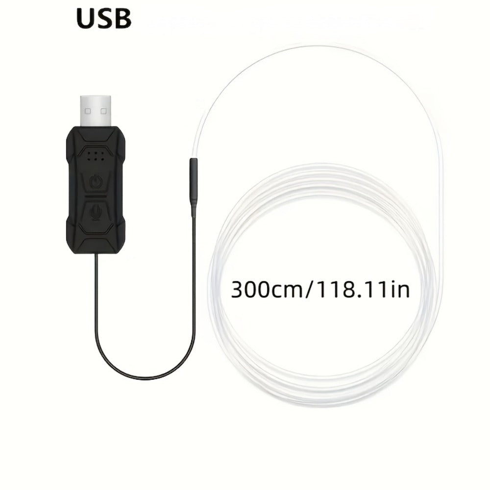 Car Interior Ambient Light Strip with 118-Inch Label, USB Connector, App Control and Music-Responsive Mode