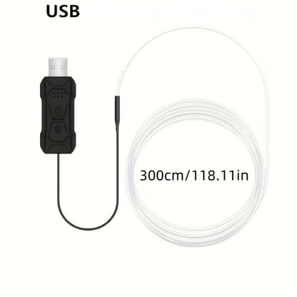 Car Interior Ambient Light Strip with 118-Inch Label, USB Connector, App Control and Music-Responsive Mode