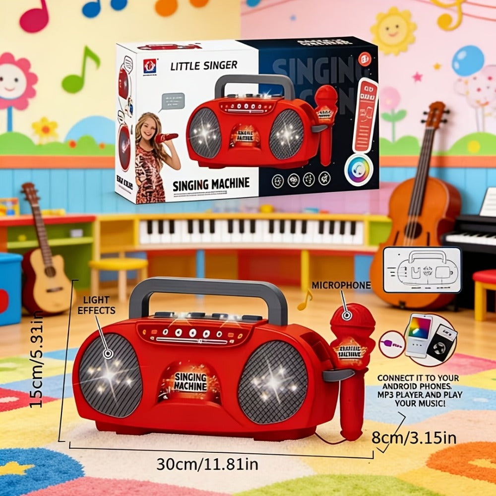 Kids Light-Up Singing Machine Toy with Microphone, All-in-One Music Toy for Boys & Girls Ages 3-7