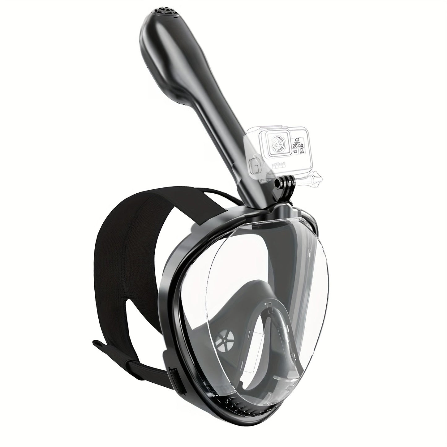 180° Full Face Snorkel Mask with Camera Mount Dry Top System – Foldable Panoramic Snorkeling Mask Leak-Proof Fog-Proof Safe Breathing