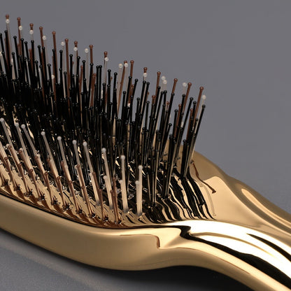 Air Cushion Comb Scalp Massage Brush Anti-Static Detangling Hair Comb Electroplated Flexible Cushion Pins Frizz Control Stimulates Hair