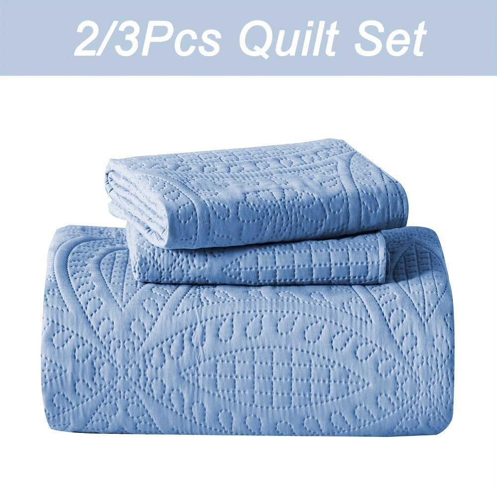 Quilt Set 2-3pcs – Lightweight Microfiber Bedspread Coin Pattern Coverlet All Seasons Twin Full Queen King Cal King