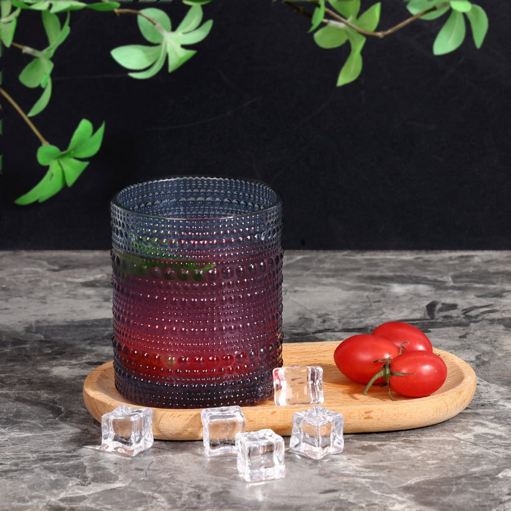 Hobnail Drinking Glasses Set 12pcs, 12oz Highball & 10oz Cocktail Vintage Embossed Boho Glassware for Beer