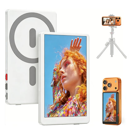 Wireless Selfie Monitor Screen for iPhone Android, 2500mAh Battery, Remote Control, 3-Level Brightness & Wide Screen Mode