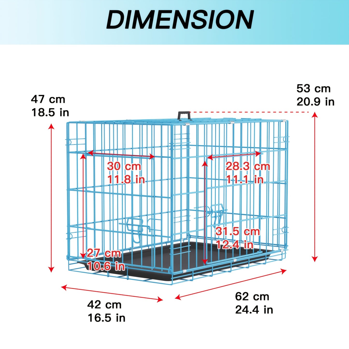 Dog Crate Foldable Metal Wire Dog Cage with Divider Panel & Leak-Proof Tray – Indoor Outdoor Dog Kennel for Small Medium Dogs