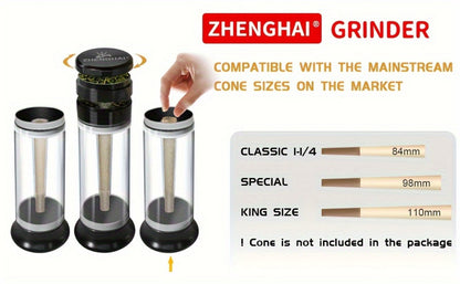 3-in-1 Herb Grinder with Cone Loader & Rolling Machine, Multifunctional Tobacco Grinder Blunt Joint Roller Filling Storage All-in-One