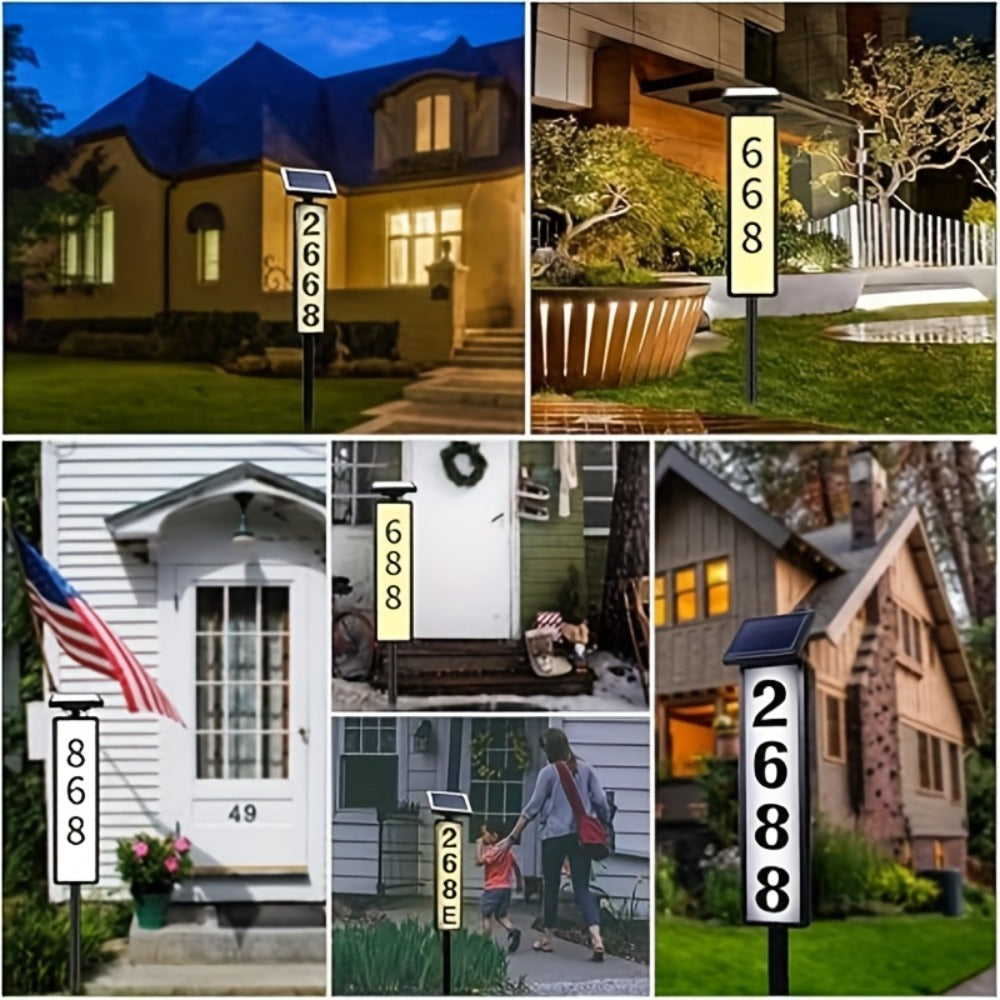 Solar Column Sign Light LED Address Sign Light Outdoor - Dusk to Dawn Solar Powered Post Light for Home Driveway Gate Lawn Floor Yard