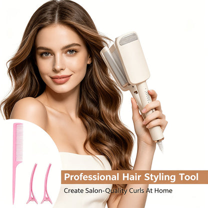 Hair Curling Iron 1.25 Inch - Beach Wave Curling Wand with Dual Voltage, Deep Wave Barrel, Anti-Frizz Ceramic Coating