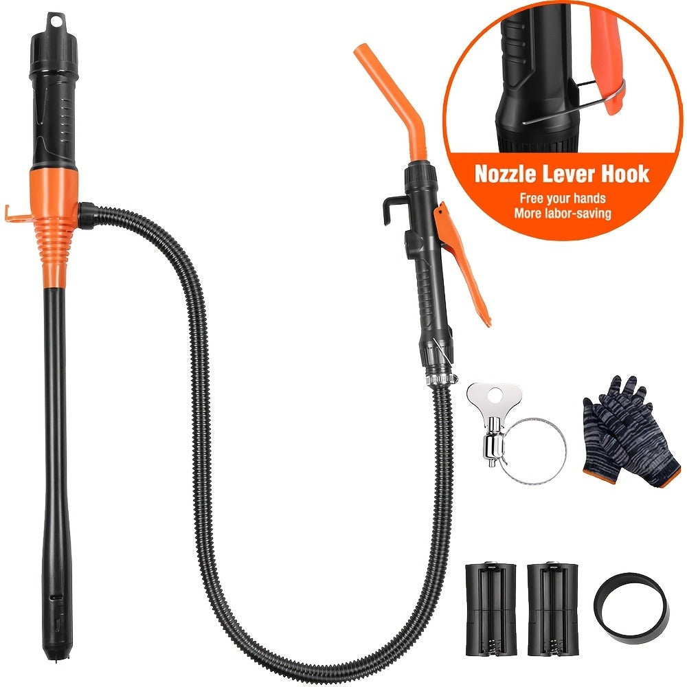 Battery Powered Fuel Transfer Pump 2.4 GPM Portable Gas Transfer Pump with Flow Control Nozzle for Gasoline Oil Diesel 1.3" Straw Corrosion