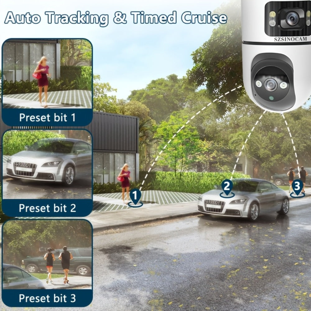 Security Camera QW2 Dual-Lens Outdoor PTZ Model with IP66, Auto Tracking, Two-Way Audio and Four Pack Options