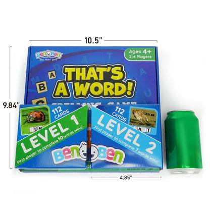 Spelling Flash Card Game for Kids Ages 4-8 – 224 Phonics Sight Word Flashcards, 208 Wood Letter Tiles & Dice