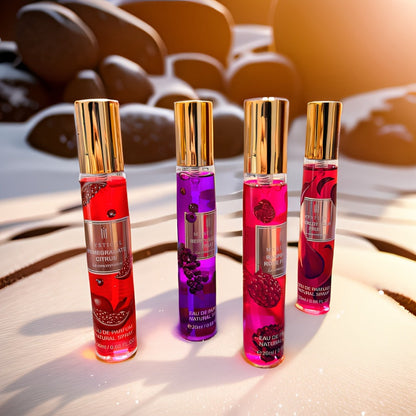 Perfume Gift Set Four 20ml Slim Spray Bottles with Gold Caps in Pink or Botanical Hinged Boxes