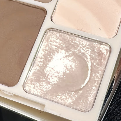 Face Sculpting Contour Palette 4 Colors Matte & Glossy, Multifunctional Bronzer Blush Highlighter & Eyeshadow Palette