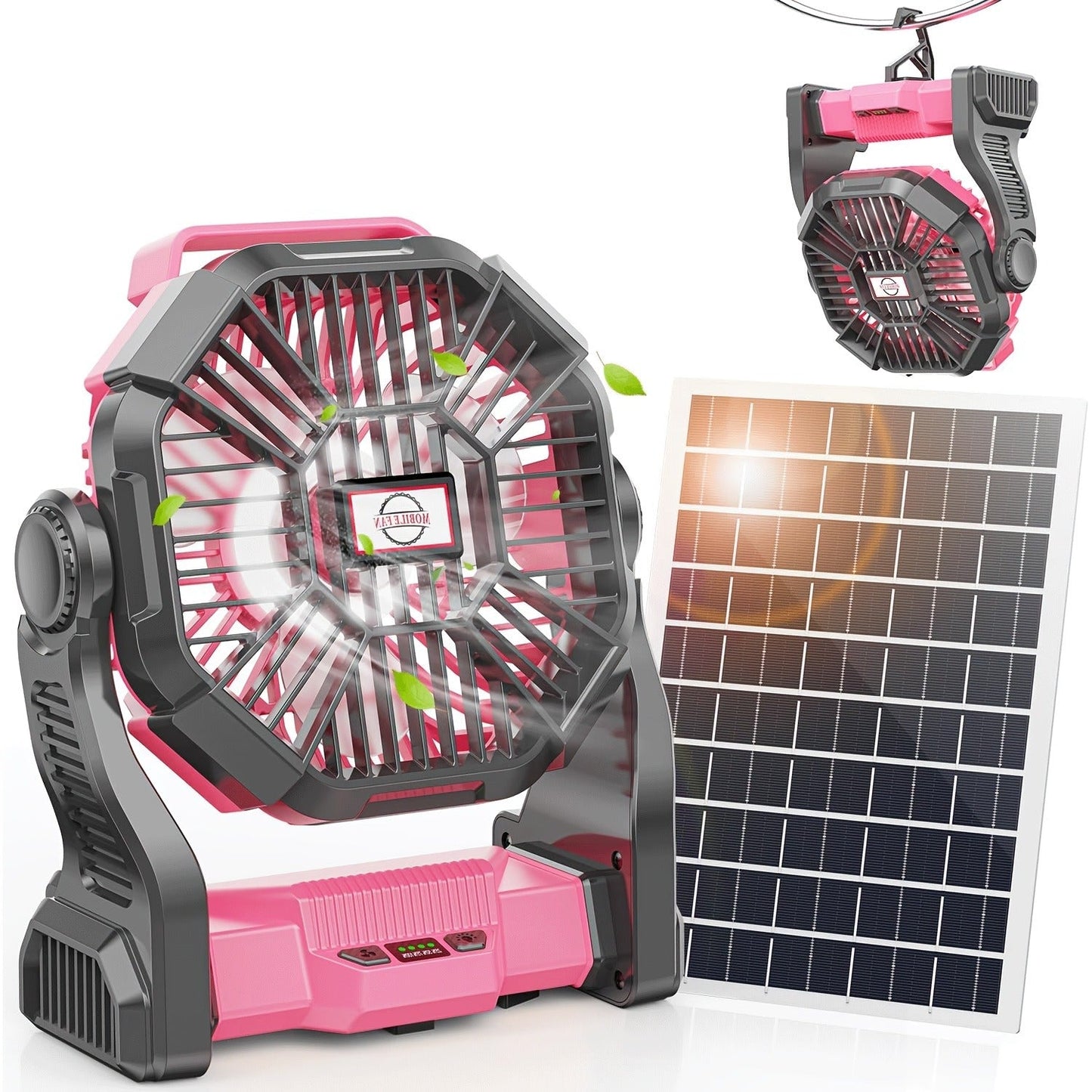 Rechargeable Camping Fan 20000mAh with Misting, Power Bank, RGB Light, 4 Speeds & Tent Hook for Outdoor Use