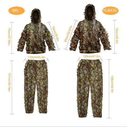 3D Leaf Ghillie Suit Lightweight Camouflage Hunting Suit for Men Women – Full Body Camo Outfit for Wildlife Photography, Birdwatching