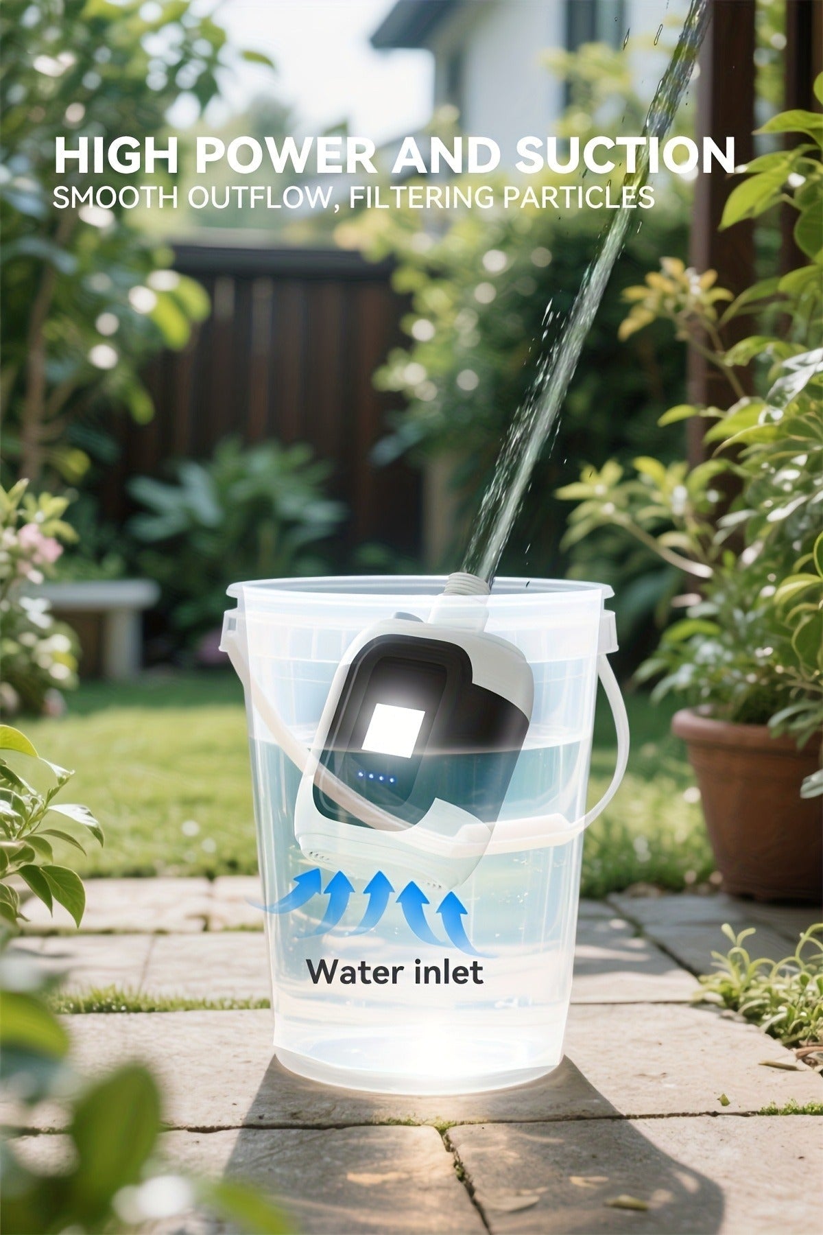 Portable Outdoor Shower with Light 2-in-1 – 2000mAh Rechargeable, Power Display, Spray Nozzle, Hose & Suction Cup – Camping, Hiking