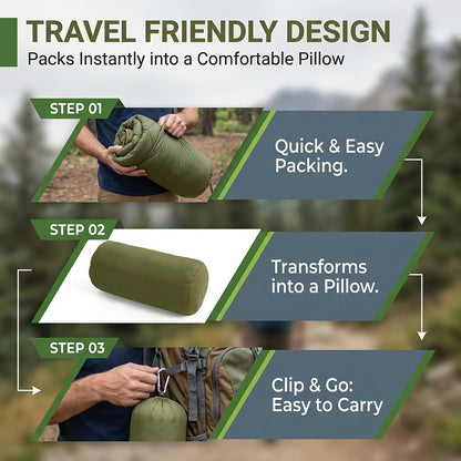 Puffy Camping Blanket Foldable Lightweight Water Resistant with 3D Eye Mask – DWR Coated Outdoor Blanket for Camping, Hiking, Travel, Beach