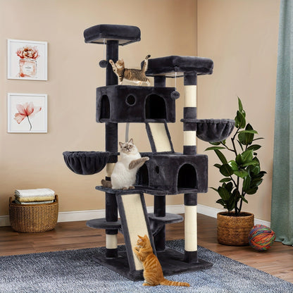 Multi-Level Cat Tree in 36-, 65-, 68- or 81-Inch Heights with Perches, Condo, Hammock and 30 Color, Pattern or Layout Options