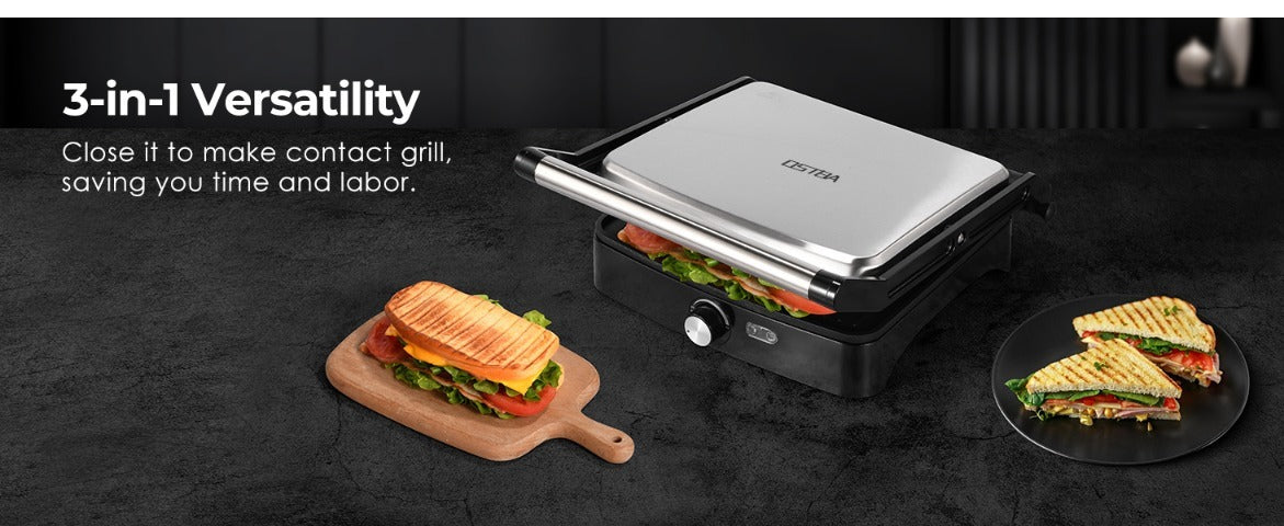 Panini Press Grill Indoor Sandwich Maker 4 Slice, Non-Stick 1200W Electric Grill with Temperature Control