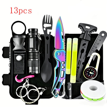 Outdoor Survival Gear Set 11/13/258-Piece – Professional Emergency Kit with Fire Starter & Compass | Multi-Tool Outdoor Equipment