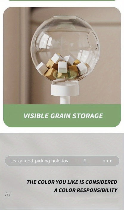 Cat Toy Spinning Food Wheel with Treat Openings, Paw-Powered Rotation and Optional Feather Attachment