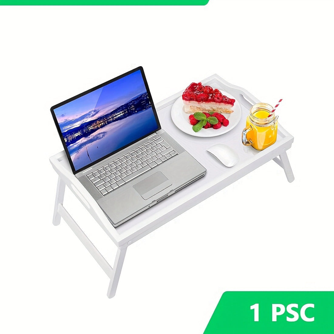 Bamboo Bed Tray with Folding Legs Large 19.5x12 Inch Lap Desk for Breakfast Sofa Laptop Reading Drawing Snack Tray Eco Friendly Foldable