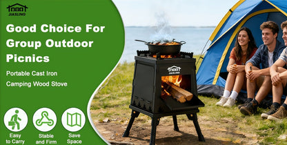 Camping Wood Stove Portable Wood Burning Stove – Outdoor BBQ Rocket Stove for Hiking Picnic Survival Cooking