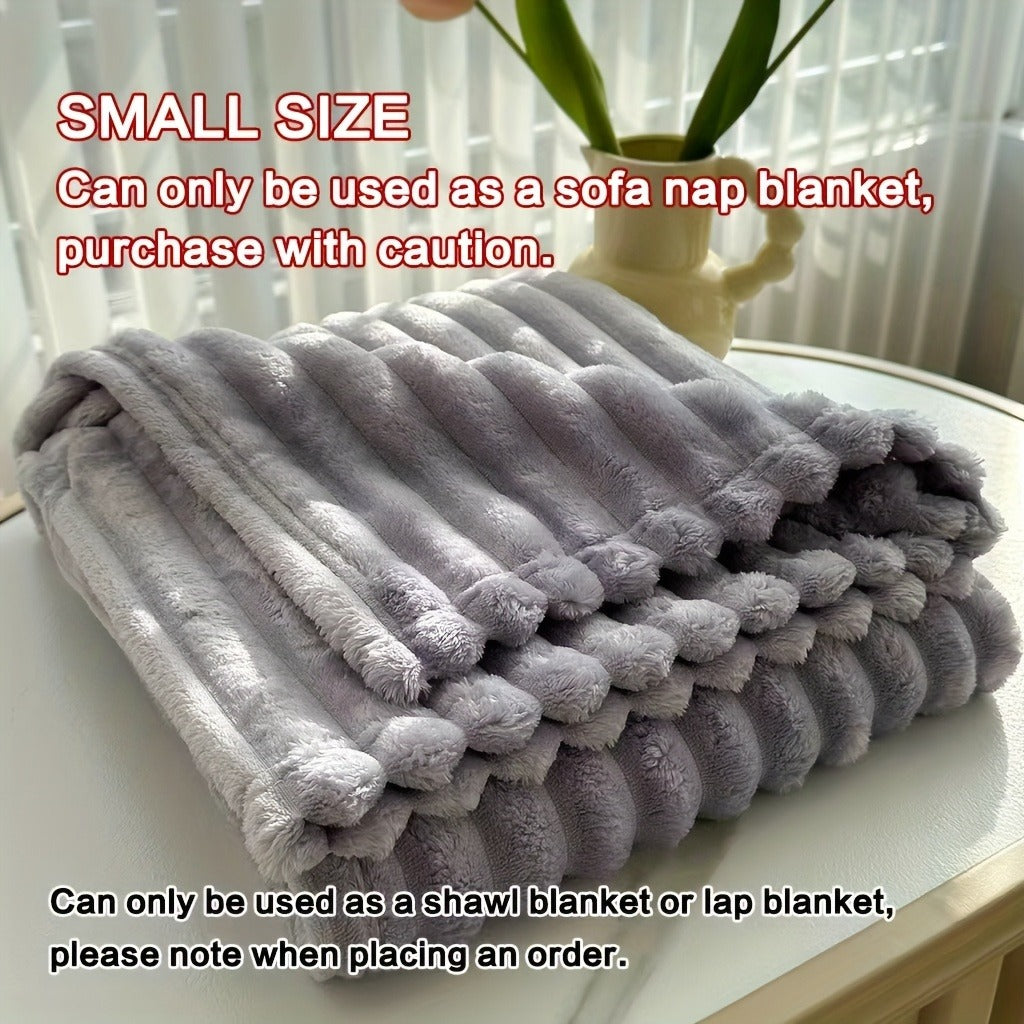 Fleece Blanket Double-Sided 3D Faux Rabbit Fur Throw – Ultra-Soft Thick 300-350g/m² for Home, Office, Travel & Camping