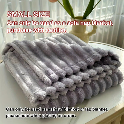 Fleece Blanket Double-Sided 3D Faux Rabbit Fur Throw – Ultra-Soft Thick 300-350g/m² for Home, Office, Travel & Camping