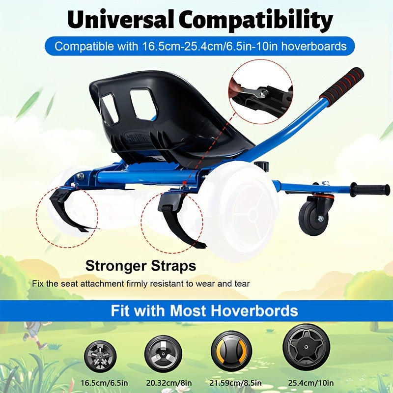 Hoverboard Go Kart Seat Attachment Kit for Kids 6.5"-10" Self Balancing Scooter Conversion Accessories with Off-Road Tires