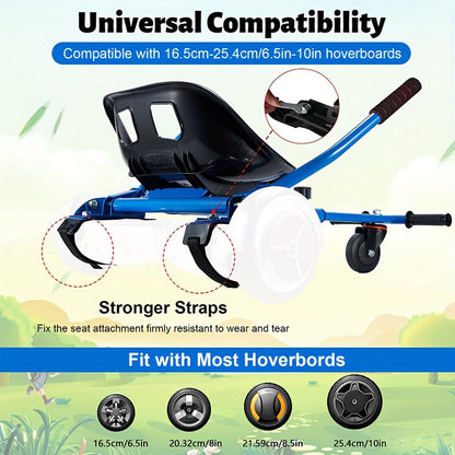 Hoverboard Go Kart Seat Attachment Kit for Kids 6.5"-10" Self Balancing Scooter Conversion Accessories with Off-Road Tires