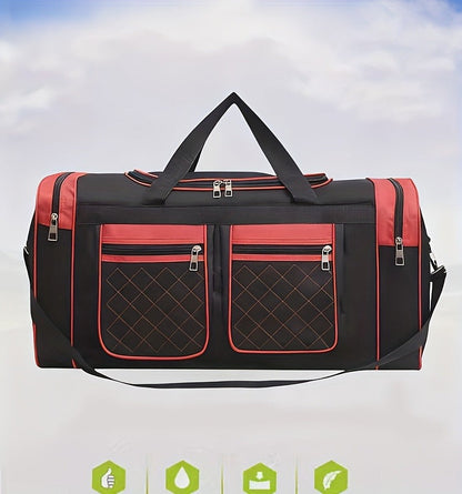 Gym Duffel Bag Large Capacity Travel Bag for Men Women Heavy Duty Polyester Multi Pocket Adjustable Shoulder Strap Zipper Closure