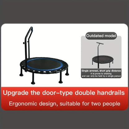 Mini Trampoline 40 Inch Collapsible Fitness Rebounder 660LBS Capacity, Adjustable Foam Handle Bars, Durable Elastic Straps & Thick Steel