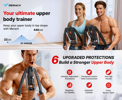 Fitness Equipment Folding Hydraulic Chest Expander with 20 Resistance Levels and Digital Rep Counter