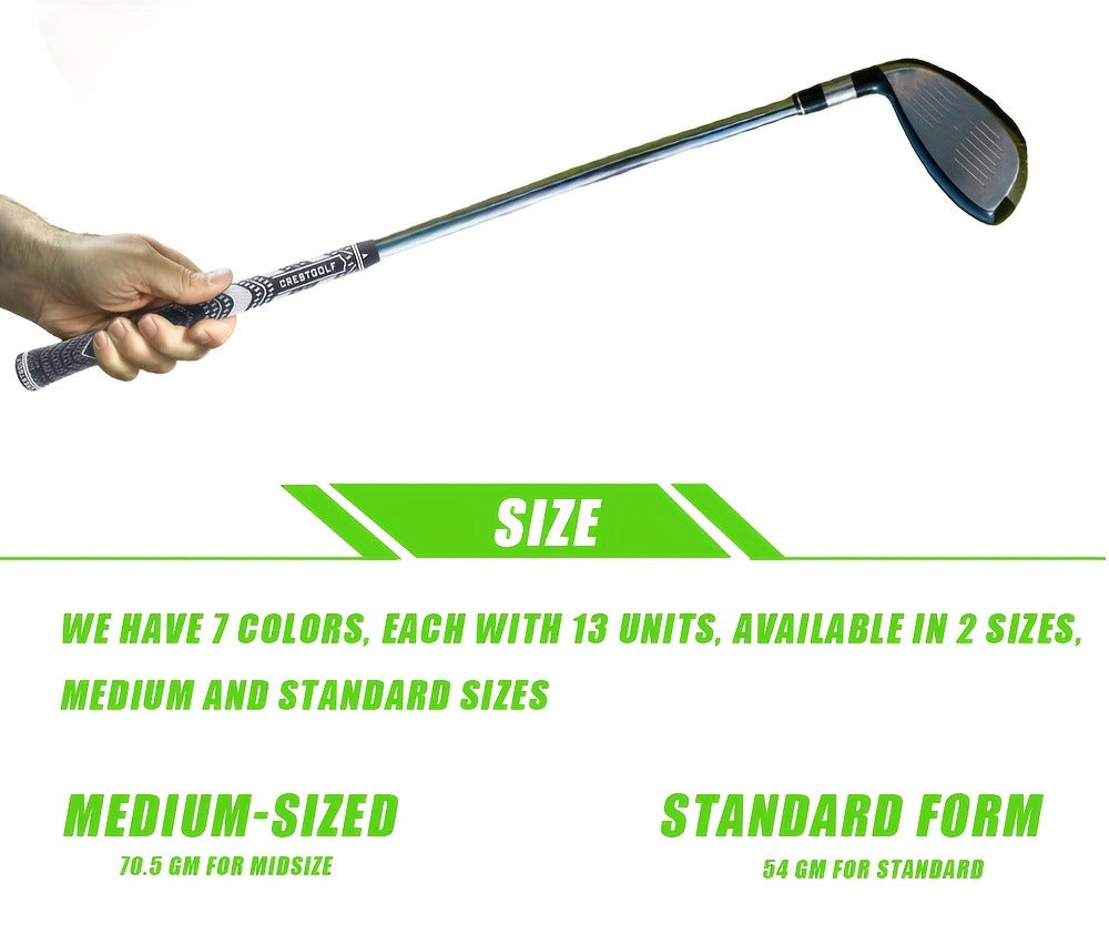 Midsize Golf Grips Set 13 Pack – All Weather Hybrid Rubber Golf Club Grips with Ecological Yarn Thread Technology, Multiple Colors