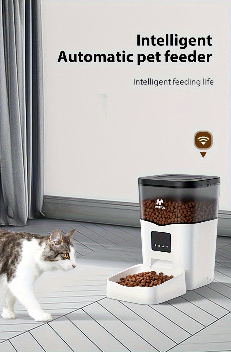Smart WiFi Automatic Pet Feeder 101oz – App Control, Up to 10 Meals Per Day, HD Camera Option with 2.4G & 5G, Voice Assistant Compatible