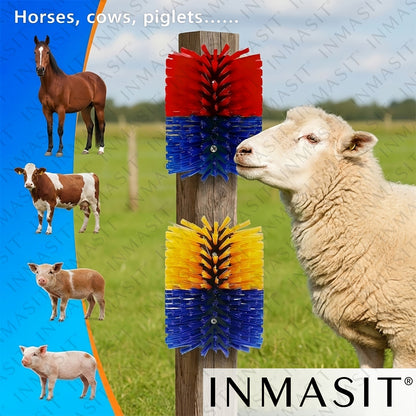 Livestock Grooming Brush Scratcher 8.7" – All-in-One Massage & Itch Relief Tool for Horse, Cow, Goat & Pig | Easy Install with 4 Screws