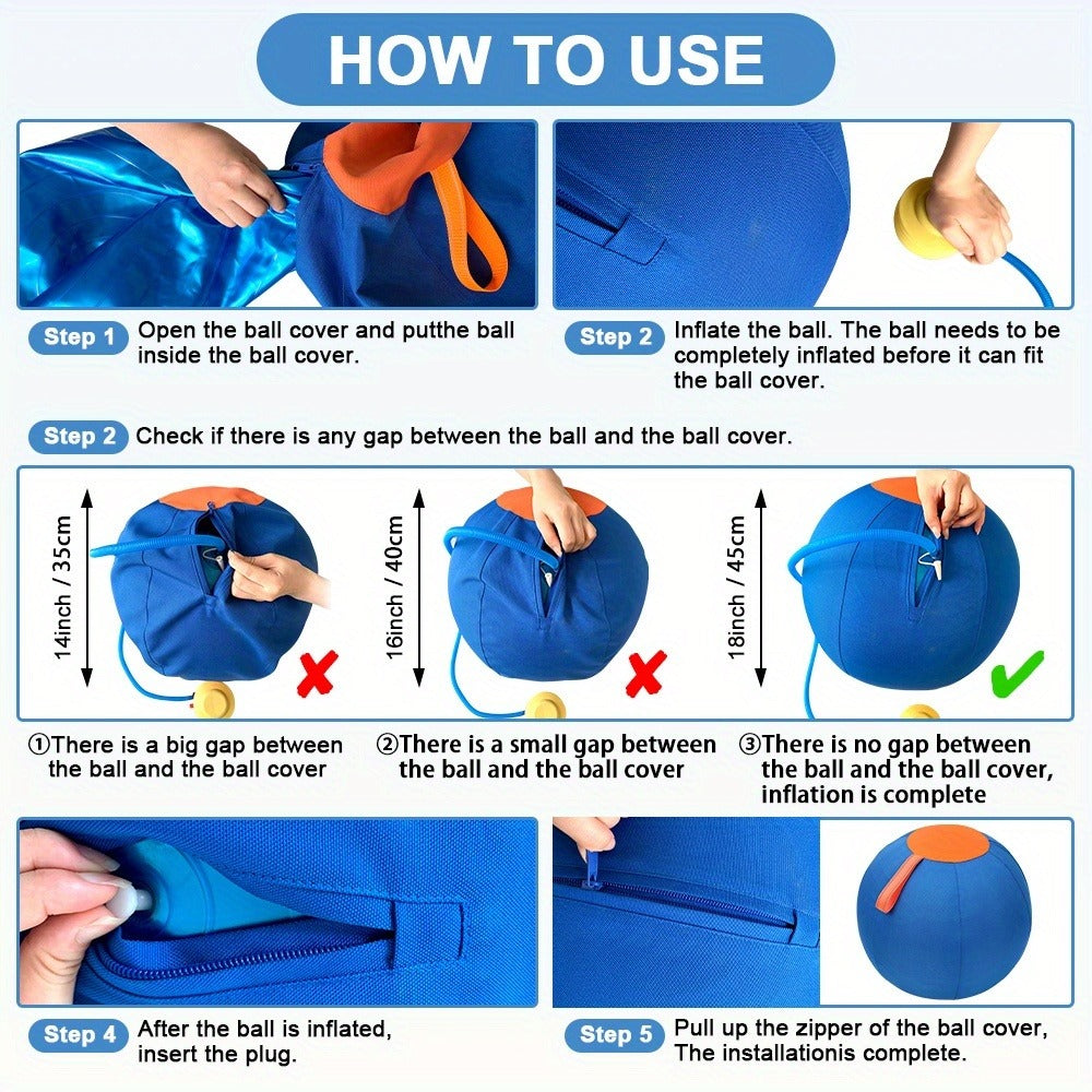 Horse Training Ball 21.7" Anti-Burst Silicone Grazing Ball with Cover & Hanging Belt for Horses Goats Dogs