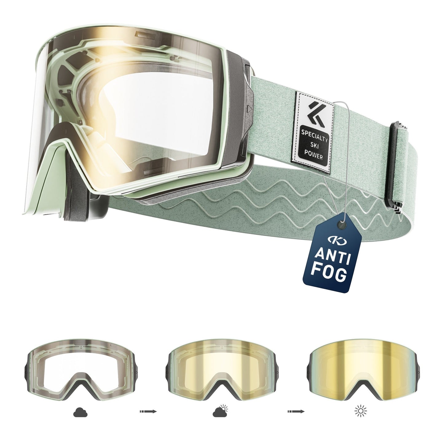 KAPVOE Ski Goggles with Magnet-Attached Interchangeable Lens Interface and Seven K721 Color Codes