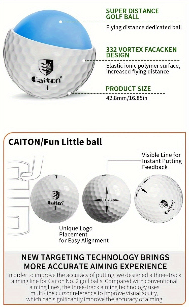 Golf Balls 6pcs Long Distance High Speed with 360-Degree Aiming Line Add 40+ Yards Distance Durable Performance Golf Ball Set for Men Women